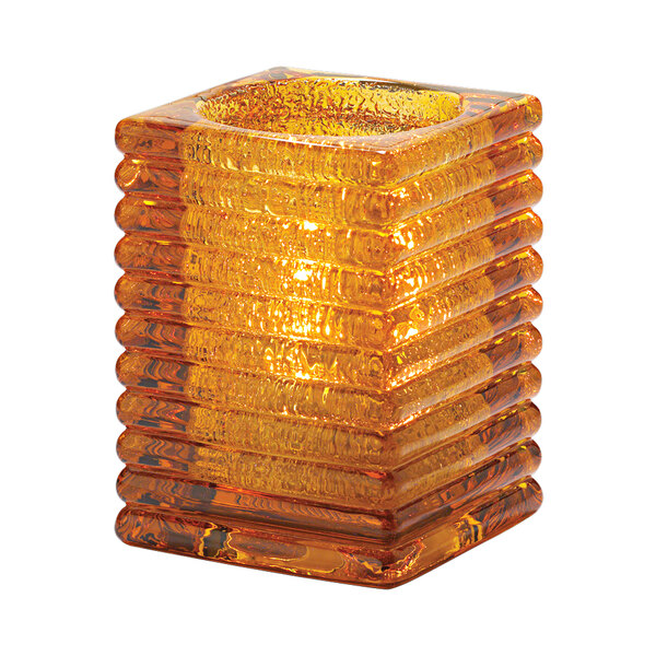 Amber Jewel Horizontal Rib Square Lamp