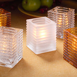 Satin Crystal Horizontal Rib Block Glass Lamp