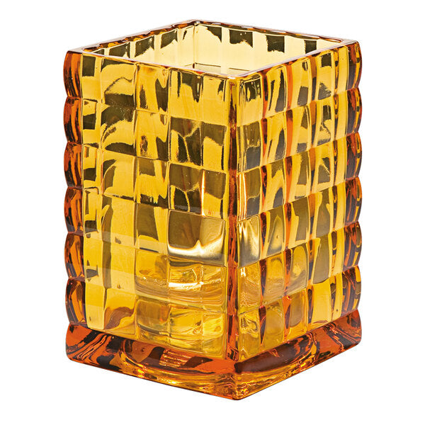 Amber Optic Block Glass Lamp