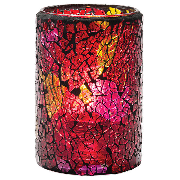 Crackle Red and Gold Glass Cylinder Lamp