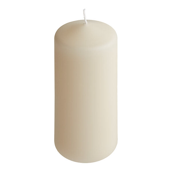 6" Ivory Wax Pillar Candle - 12/Case