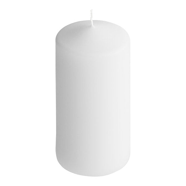 6" White Wax Pillar Candle - 12/Case