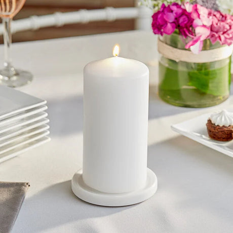 6" White Wax Pillar Candle - 12/Case