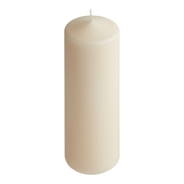 9" Ivory Wax Pillar Candle - 12/Case