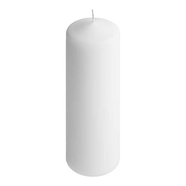 9" White Wax Pillar Candle - 12/Case