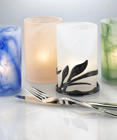 Satin Crystal Wysp Glass Cylinder Candle Holder